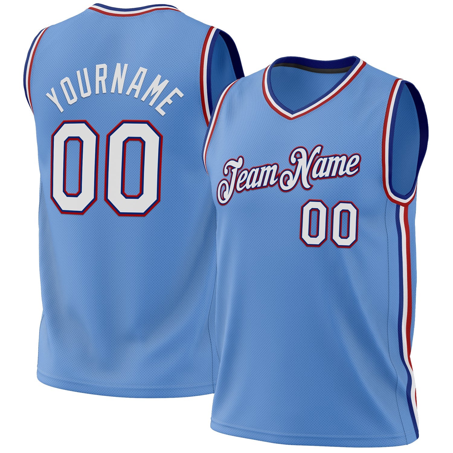 Custom Light Blue Royal-Red Authentic Throwback Basketball Jersey - Sky-Custom