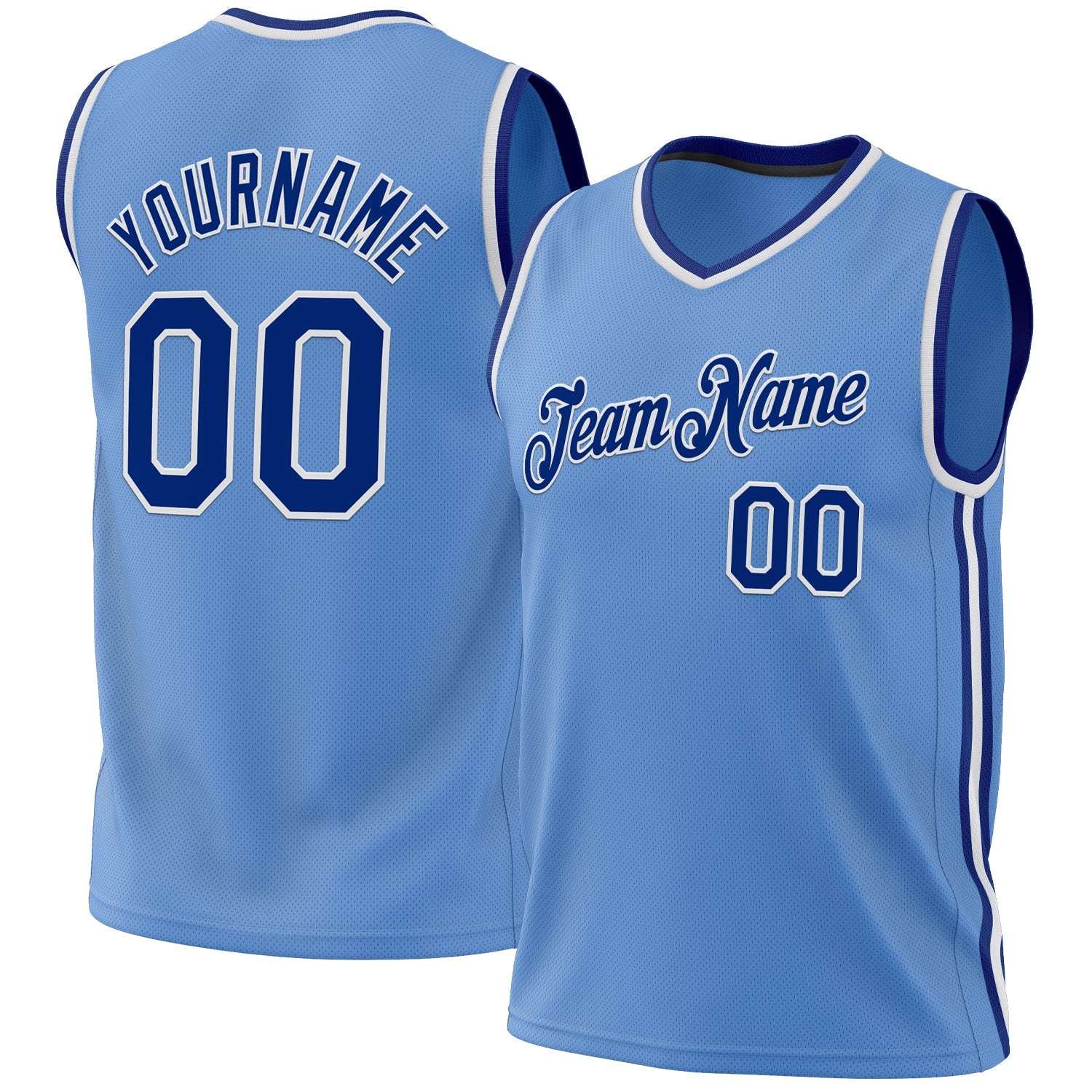 Custom Light Blue Royal-White Authentic Throwback Basketball Jersey - Sky-Custom