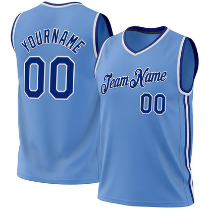 Custom Light Blue Royal-White Authentic Throwback Basketball Jersey - Sky-Custom