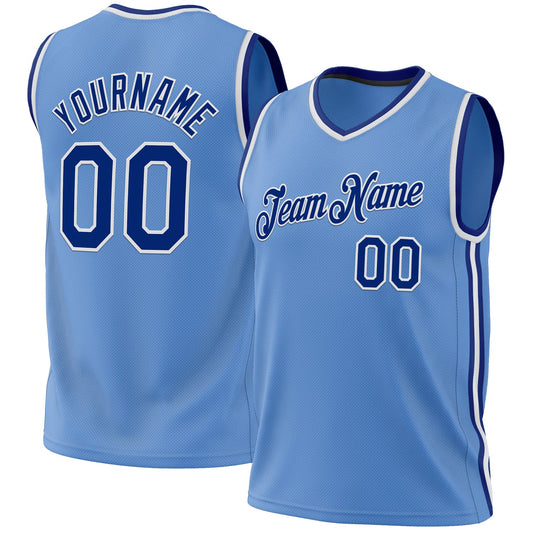 Custom Light Blue Royal-White Authentic Throwback Basketball Jersey - Sky-Custom