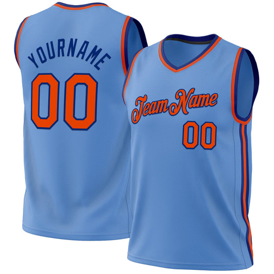 Custom Light Blue Orange-Royal Authentic Throwback Basketball Jersey - Sky-Custom