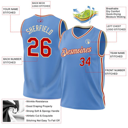 Custom Light Blue Red-Cream Authentic Throwback Basketball Jersey - Sky-Custom