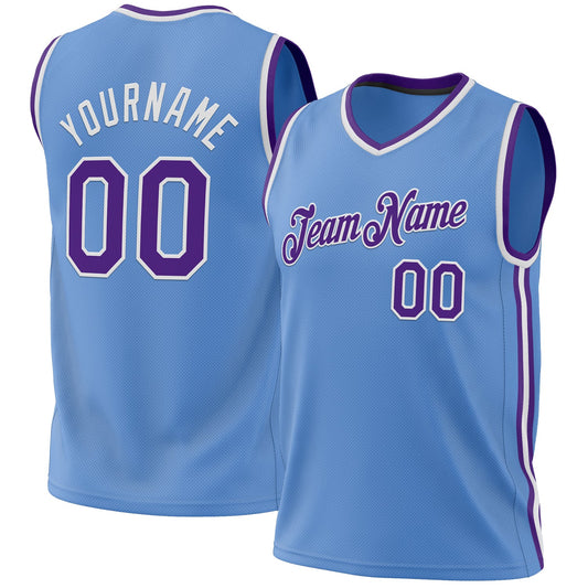 Custom Light Blue Purple-White Authentic Throwback Basketball Jersey - Sky-Custom