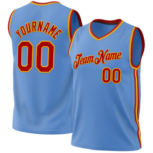 Custom Light Blue Red-Gold Authentic Throwback Basketball Jersey - Sky-Custom