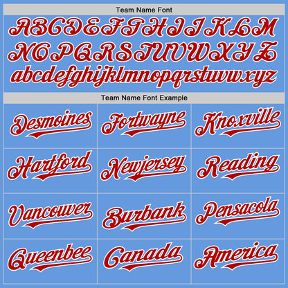 Custom Light Blue Red-White Mesh Authentic Throwback Baseball Jersey - Sky-Custom
