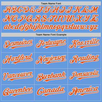 Custom Light Blue Orange-White Mesh Authentic Throwback Baseball Jersey - Sky-Custom