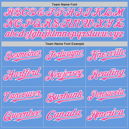 Custom Light Blue Pink-White Mesh Authentic Throwback Baseball Jersey - Sky-Custom