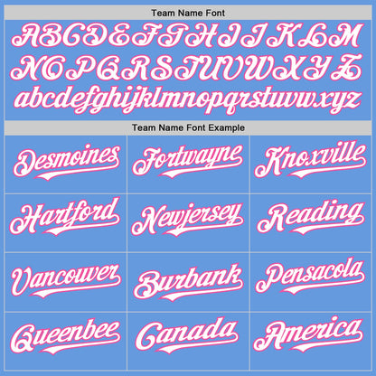 Custom Light Blue White-Pink Mesh Authentic Throwback Baseball Jersey - Sky-Custom