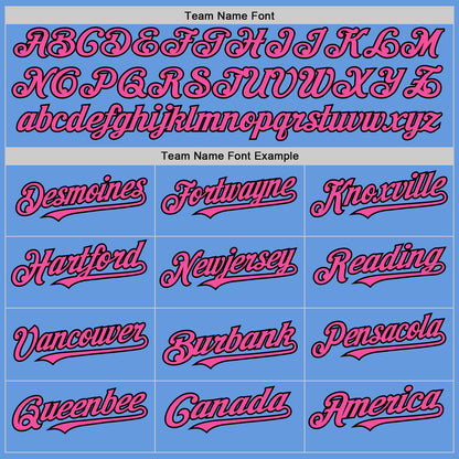 Custom Light Blue Pink-Black Mesh Authentic Throwback Baseball Jersey - Sky-Custom