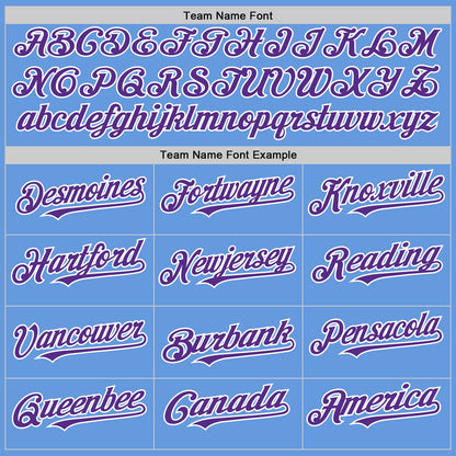 Custom Light Blue Purple-White Mesh Authentic Throwback Baseball Jersey - Sky-Custom