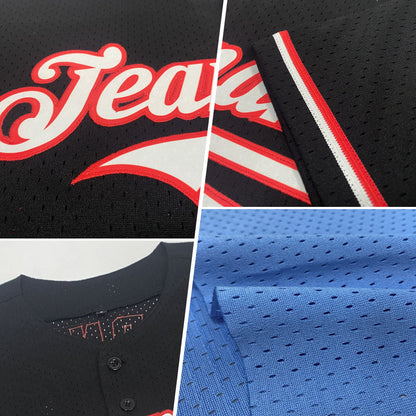 Custom Light Blue White-Gray Mesh Authentic Throwback Baseball Jersey - Sky-Custom