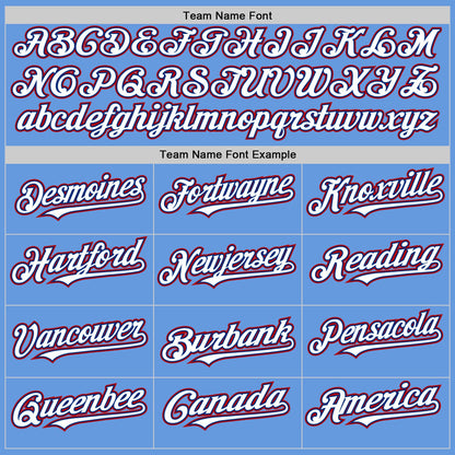 Custom Light Blue Royal-Red Mesh Authentic Throwback Baseball Jersey - Sky-Custom