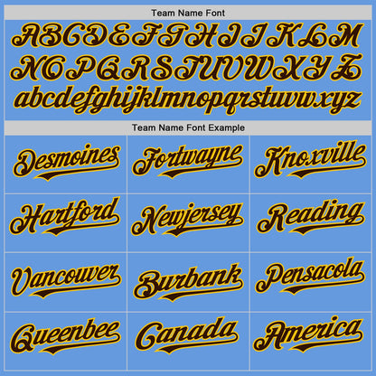 Custom Light Blue Brown-Yellow Mesh Authentic Throwback Baseball Jersey - Sky-Custom