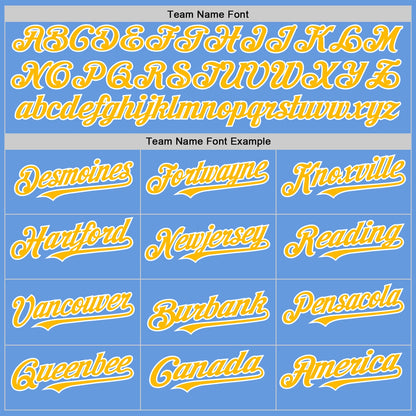 Custom Light Blue Gold-White Mesh Authentic Throwback Baseball Jersey - Sky-Custom