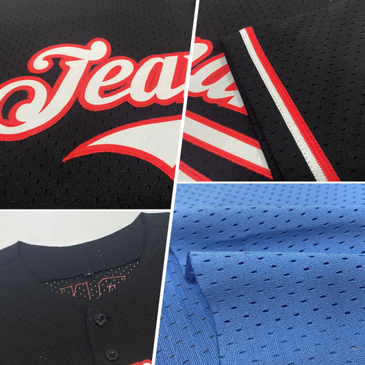 Custom Light Blue White-Yellow Mesh Authentic Throwback Baseball Jersey - Sky-Custom