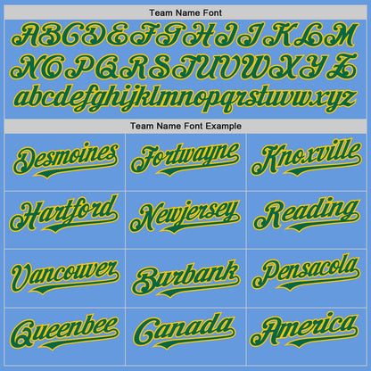 Custom Light Blue Kelly Green-Yellow Mesh Authentic Throwback Baseball Jersey - Sky-Custom