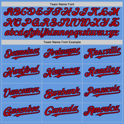 Custom Light Blue Red-Navy Mesh Authentic Throwback Baseball Jersey - Sky-Custom