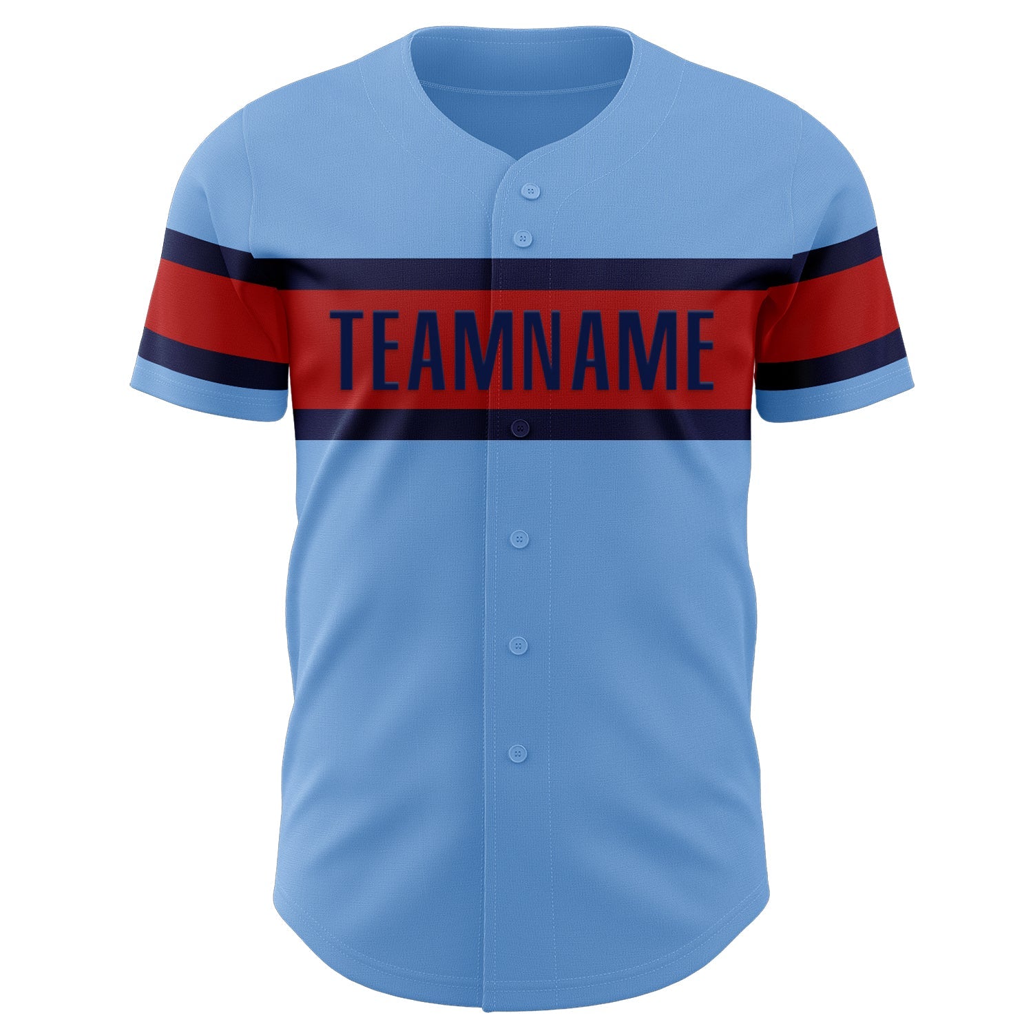Custom Light Blue Red-Navy Authentic Baseball Jersey - Sky-Custom