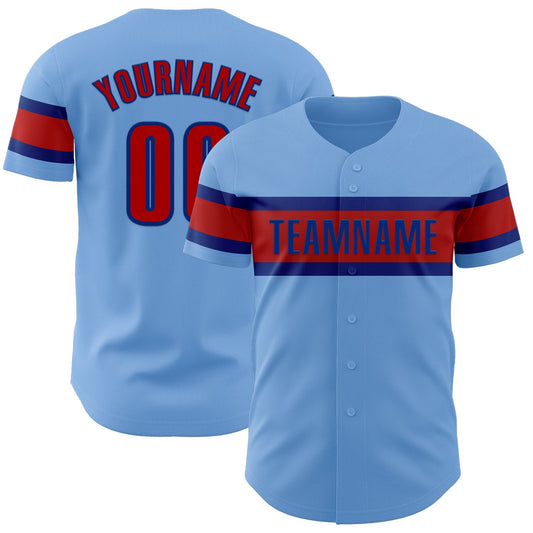 Custom Light Blue Red-Royal Authentic Baseball Jersey - Sky-Custom