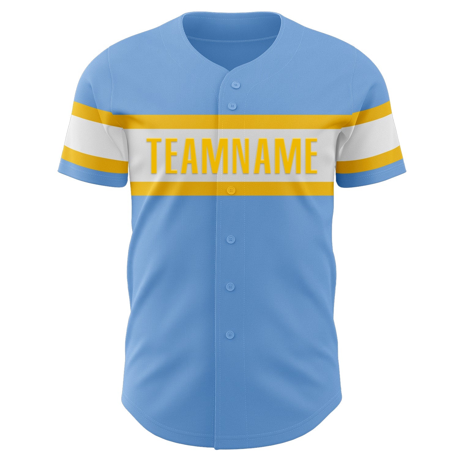 Custom Light Blue White-Yellow Authentic Baseball Jersey - Sky-Custom