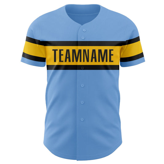 Custom Light Blue Yellow-Black Authentic Baseball Jersey - Sky-Custom