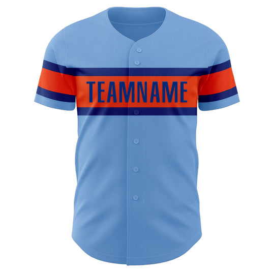 Custom Light Blue Orange-Royal Authentic Baseball Jersey - Sky-Custom