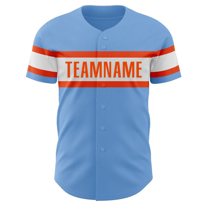 Custom Light Blue Orange-White Authentic Baseball Jersey - Sky-Custom