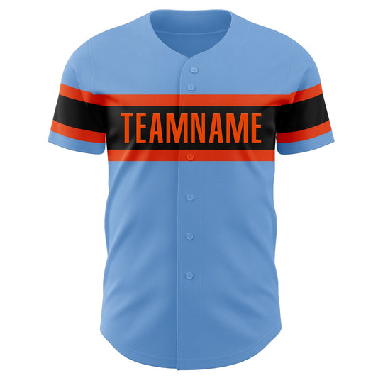 Custom Light Blue Orange-Black Authentic Baseball Jersey - Sky-Custom