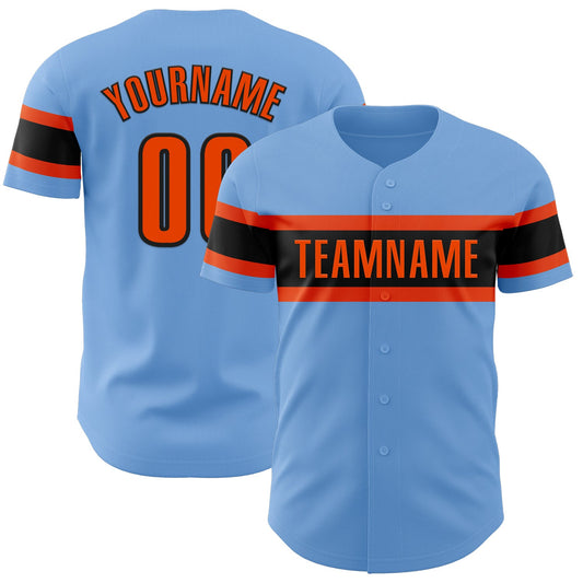 Custom Light Blue Orange-Black Authentic Baseball Jersey - Sky-Custom