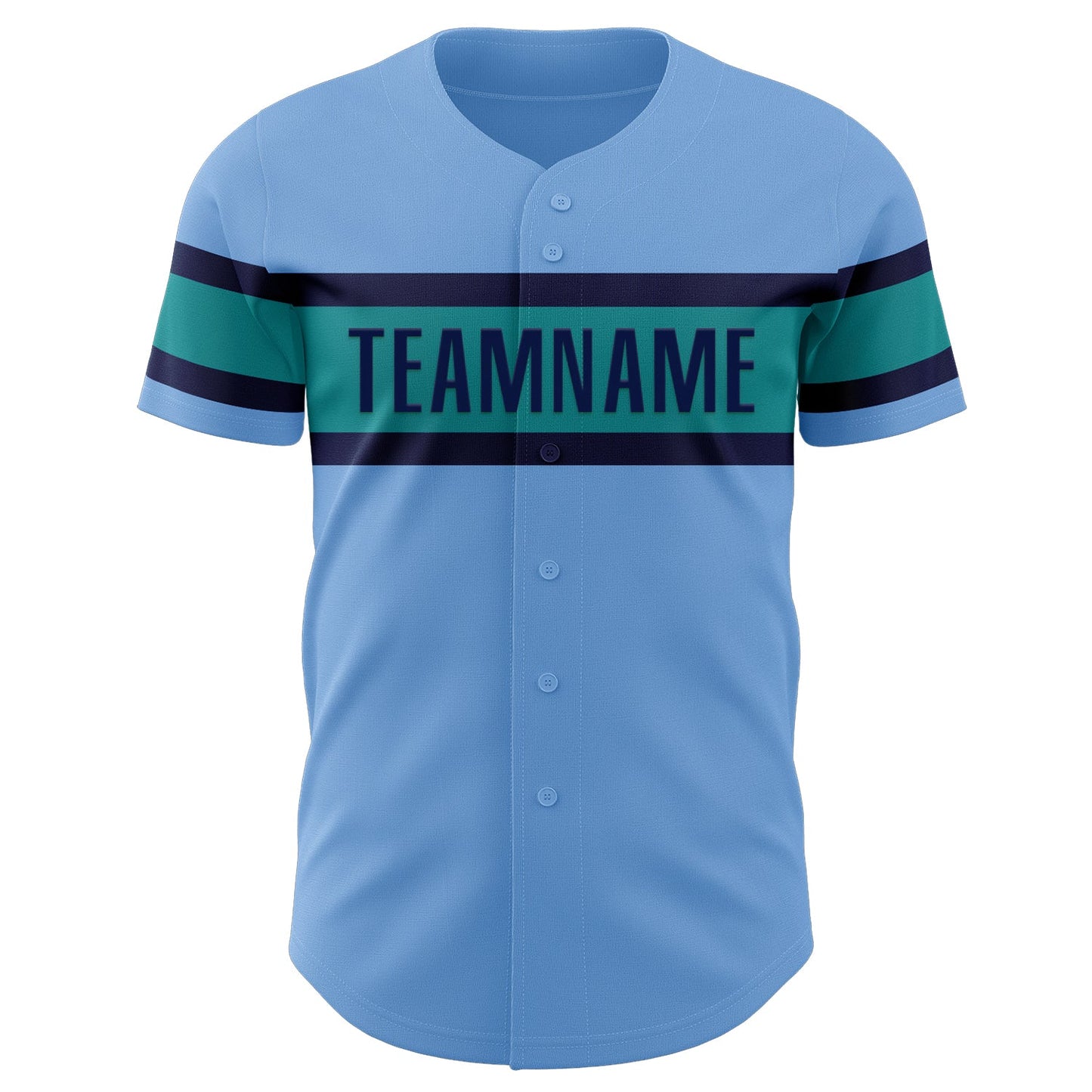 Custom Light Blue Navy-Teal Authentic Baseball Jersey - Sky-Custom