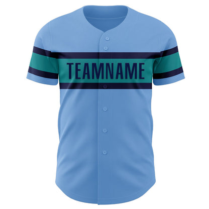 Custom Light Blue Navy-Teal Authentic Baseball Jersey - Sky-Custom