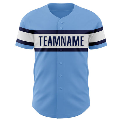 Custom Light Blue Navy-White Authentic Baseball Jersey - Sky-Custom