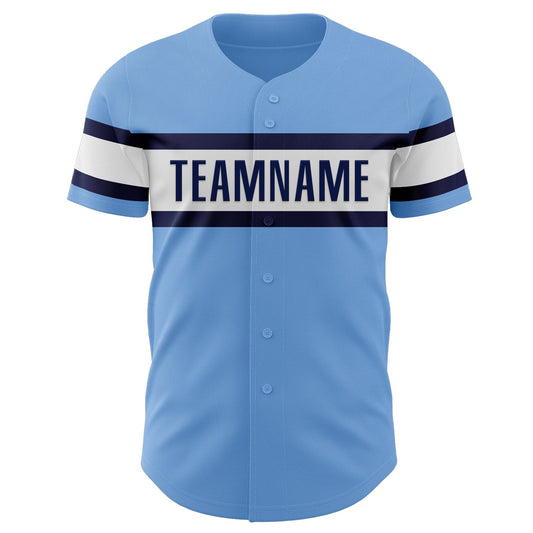 Custom Light Blue Navy-White Authentic Baseball Jersey - Sky-Custom