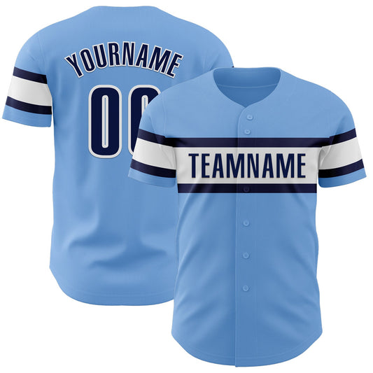Custom Light Blue Navy-White Authentic Baseball Jersey - Sky-Custom
