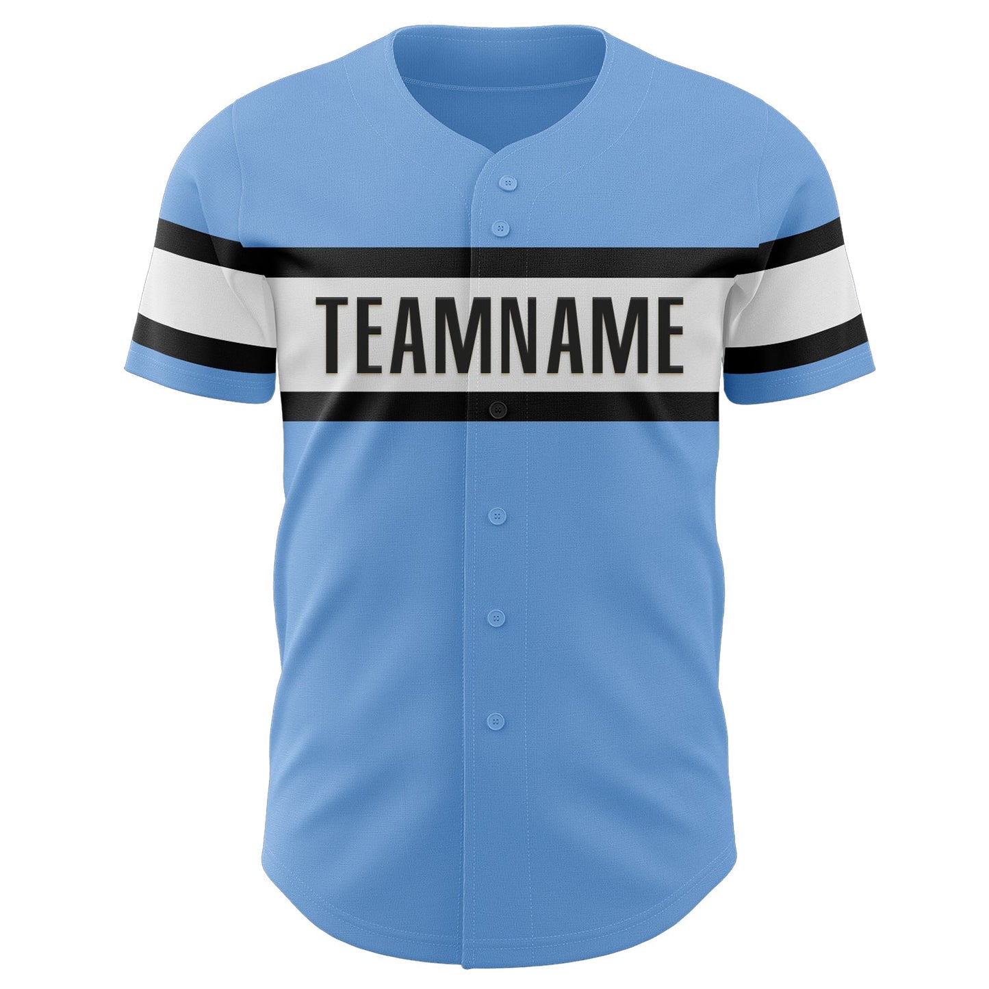 Custom Light Blue Black-White Authentic Baseball Jersey - Sky-Custom