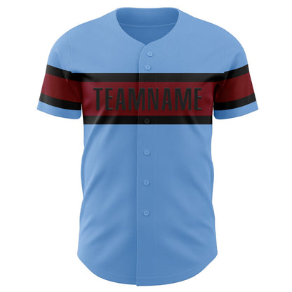 Custom Light Blue Crimson-Black Authentic Baseball Jersey - Sky-Custom