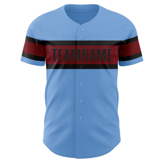 Custom Light Blue Crimson-Black Authentic Baseball Jersey - Sky-Custom