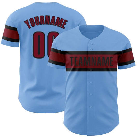 Custom Light Blue Crimson-Black Authentic Baseball Jersey - Sky-Custom