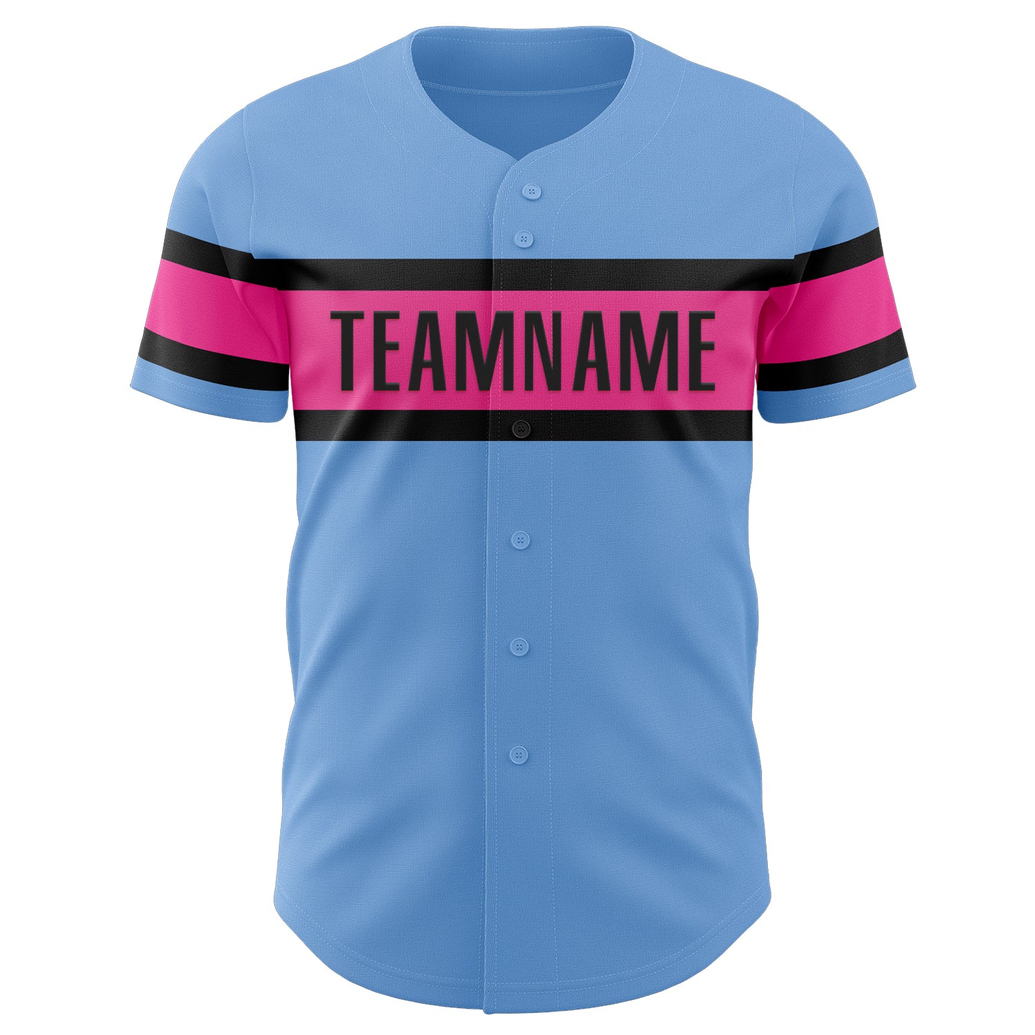 Custom Light Blue Pink-Black Authentic Baseball Jersey - Sky-Custom