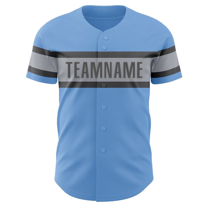 Custom Light Blue Gray-Steel Gray Authentic Baseball Jersey - Sky-Custom