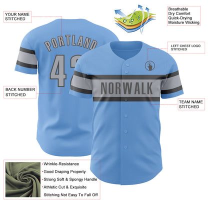 Custom Light Blue Gray-Steel Gray Authentic Baseball Jersey - Sky-Custom