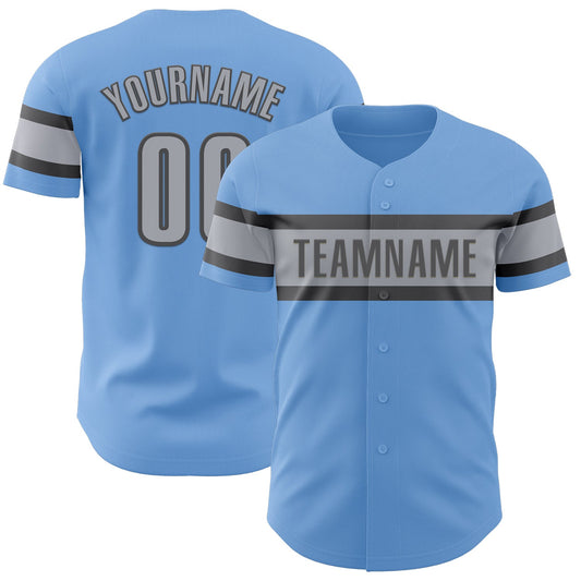Custom Light Blue Gray-Steel Gray Authentic Baseball Jersey - Sky-Custom