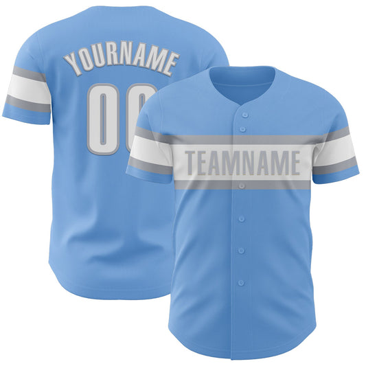 Custom Light Blue White-Gray Authentic Baseball Jersey - Sky-Custom