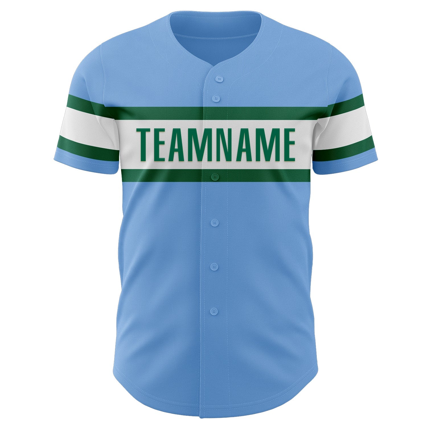 Custom Light Blue Kelly Green-White Authentic Baseball Jersey - Sky-Custom