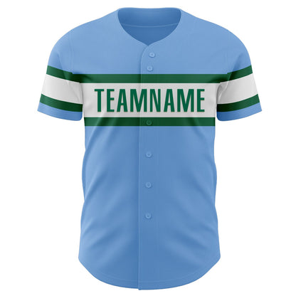 Custom Light Blue Kelly Green-White Authentic Baseball Jersey - Sky-Custom