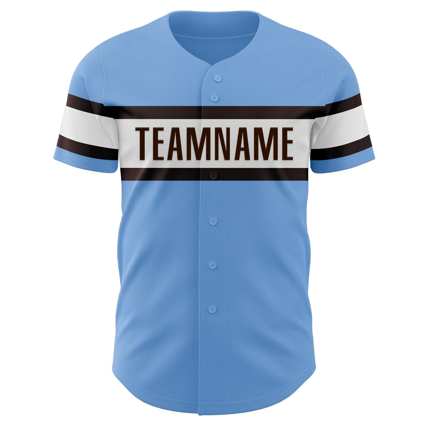 Custom Light Blue Brown-White Authentic Baseball Jersey - Sky-Custom