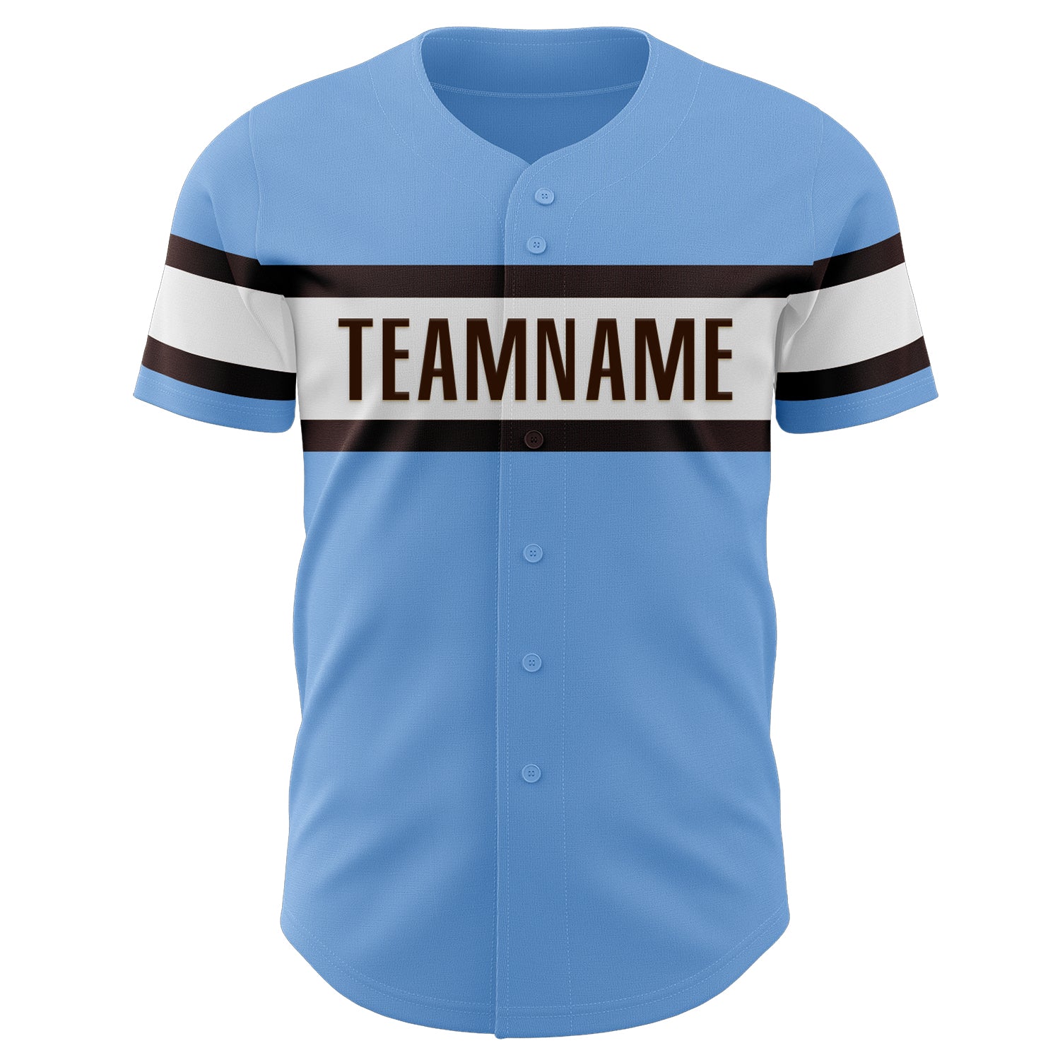 Custom Light Blue Brown-White Authentic Baseball Jersey - Sky-Custom