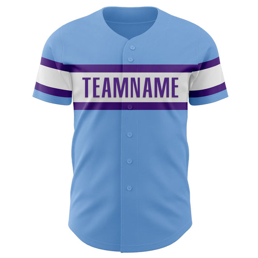 Custom Light Blue Purple-White Authentic Baseball Jersey - Sky-Custom