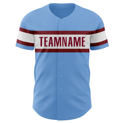 Custom Light Blue Maroon-White Authentic Baseball Jersey - Sky-Custom