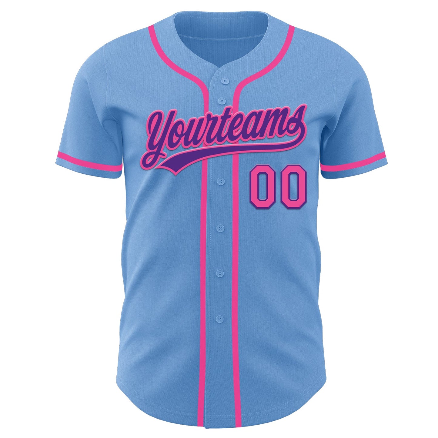 Custom Light Blue Pink-Purple Authentic Baseball Jersey - Sky-Custom